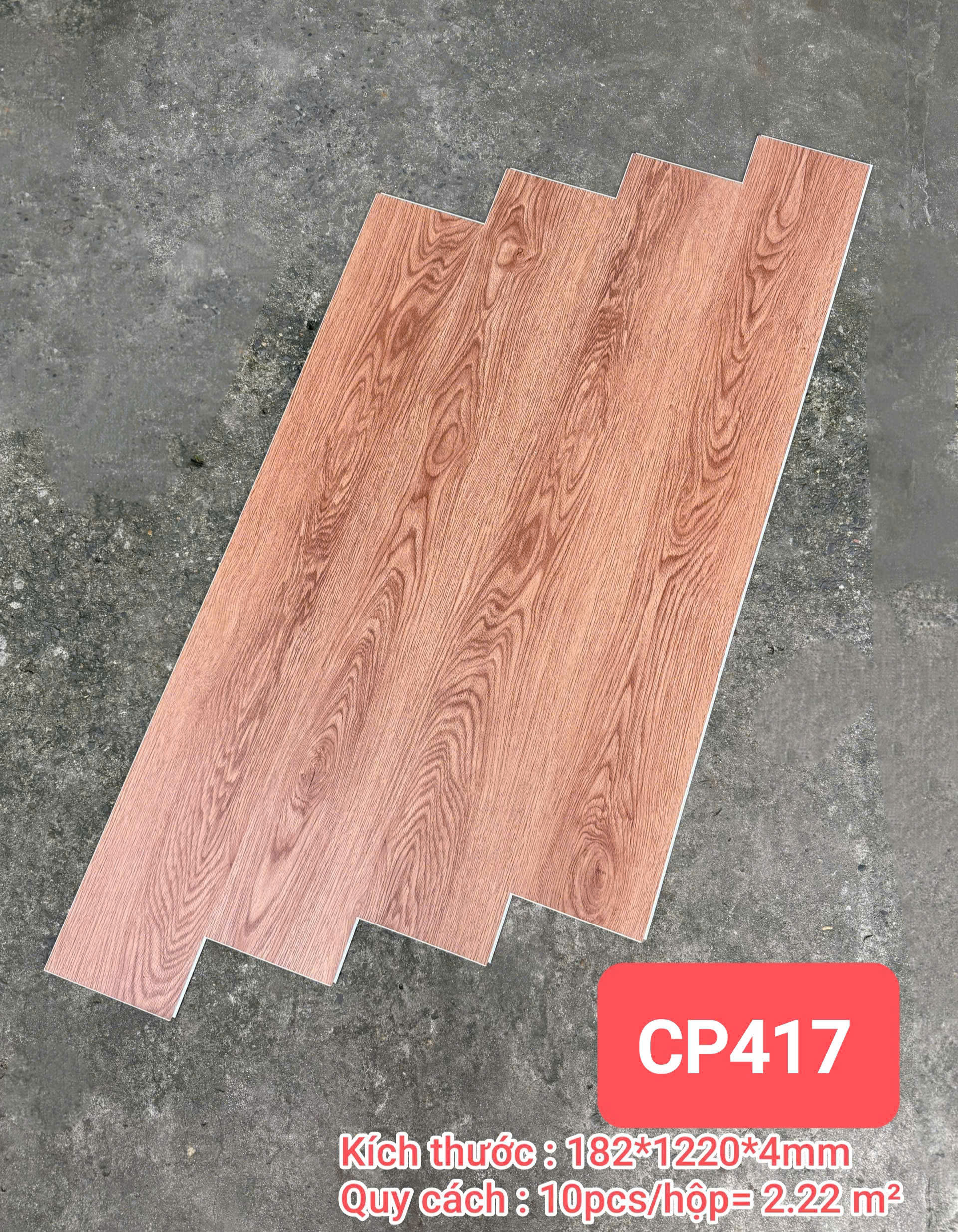 Sàn Nhựa Hèm Khóa Giả Gỗ SPC 4MM CP-417