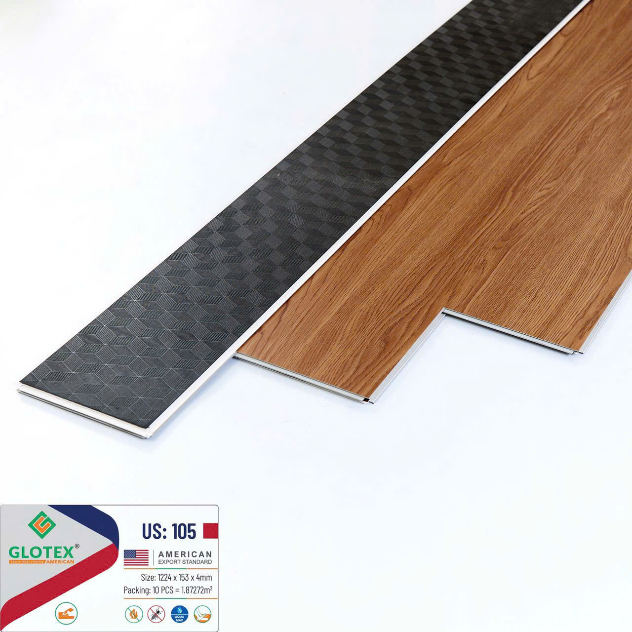 Sàn Nhựa Hèm Khóa 4MM+1MM đế Glotex-105