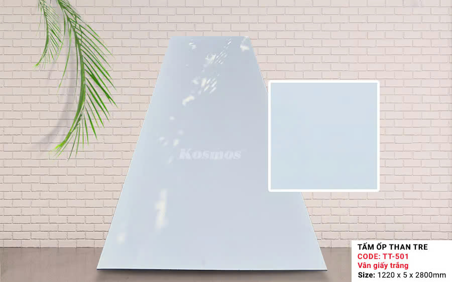 Tấm Ốp Than Tre Kosmos Vân Giấy Trắng TT-501