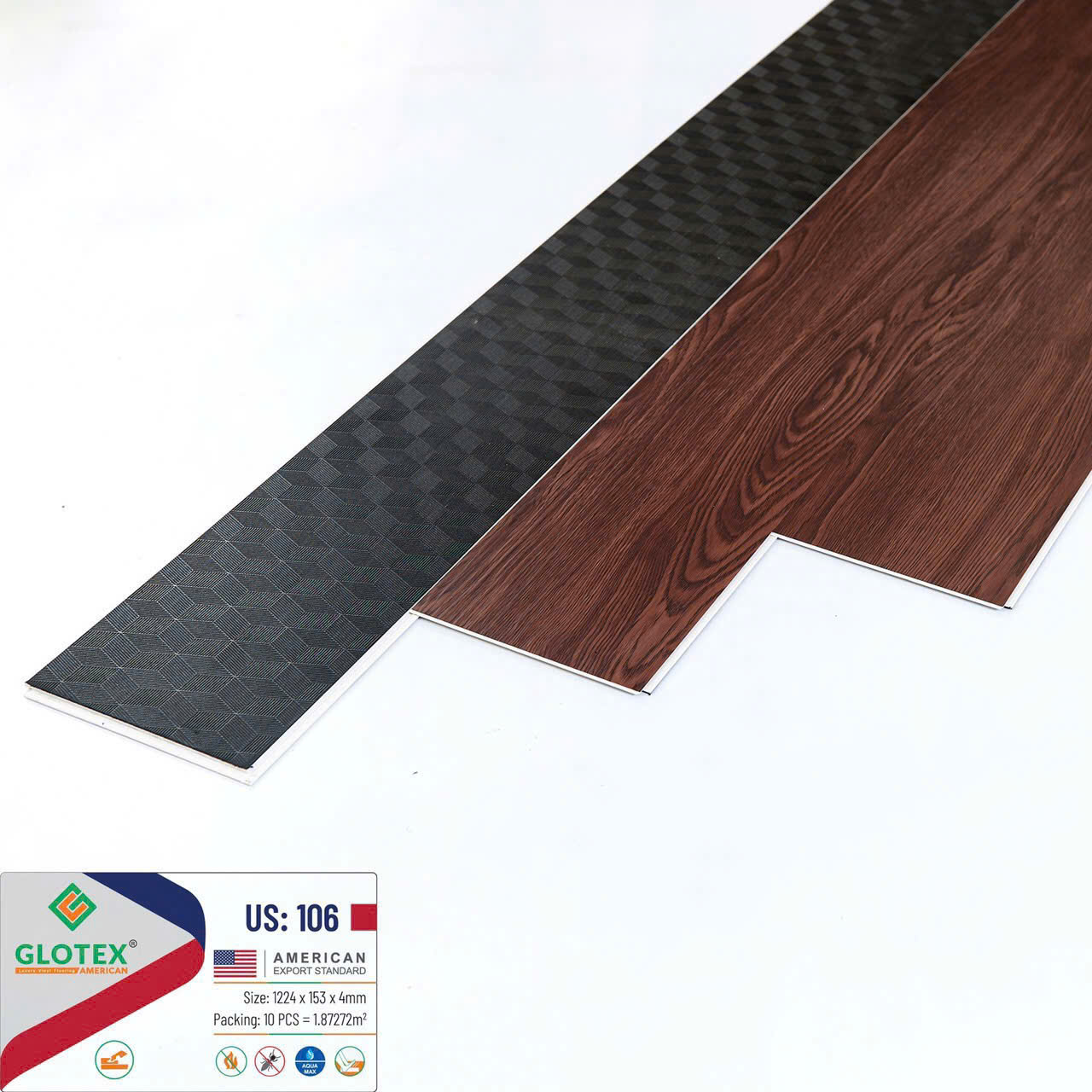 Sàn Nhựa Hèm Khóa 4MM+1MM đế Glotex-106