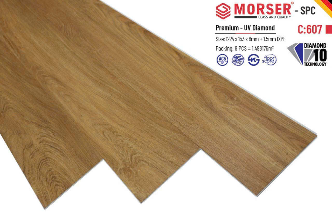 Sàn Nhựa Hèm Khóa Giả Gỗ 6MM MORSER-607