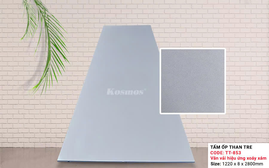 Tấm Ốp Than Tre Kosmos Vân Vải Canvas Xám TT-853