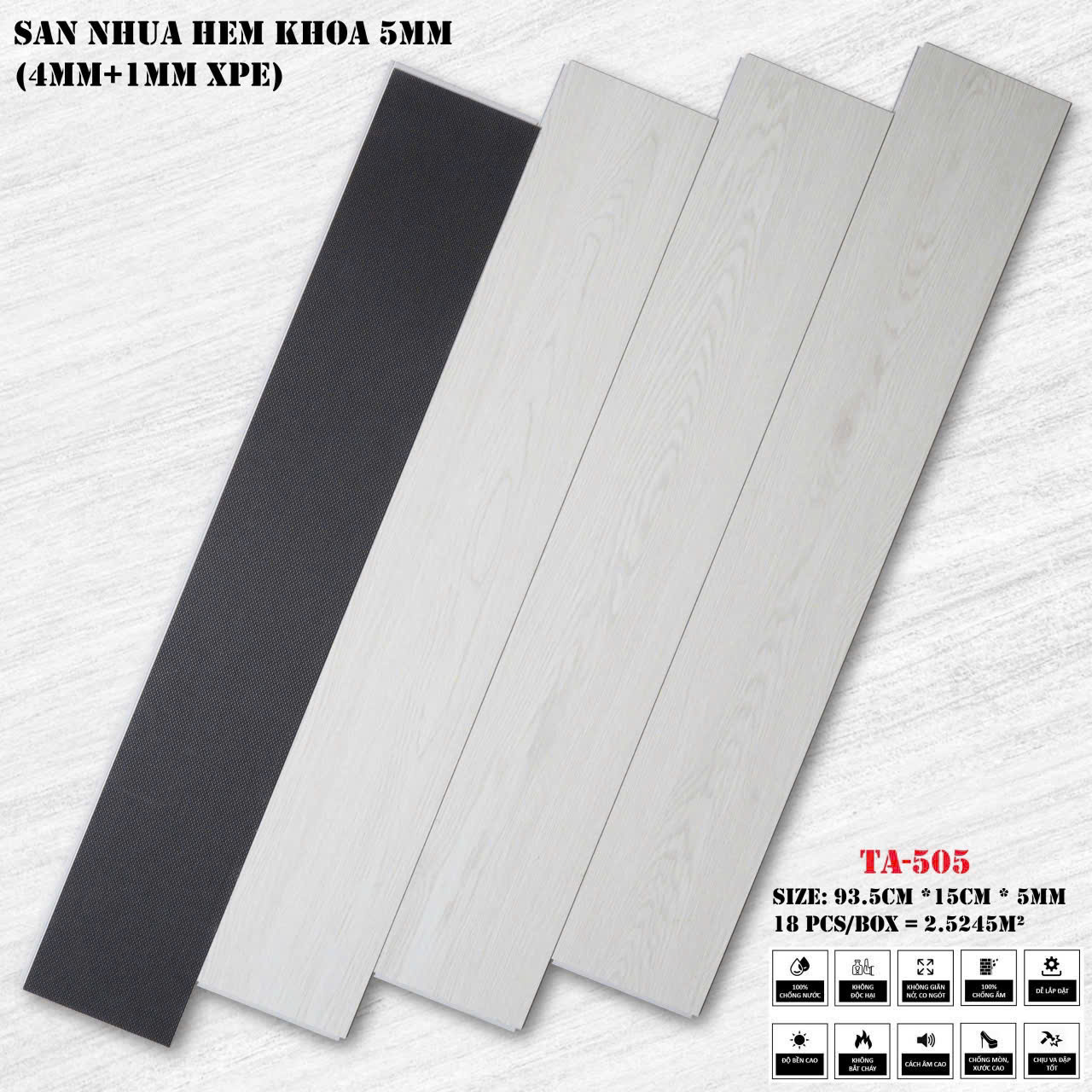 Sàn Nhựa Hèm Khóa Giả Gỗ 4MM+1MM XPE TA-505