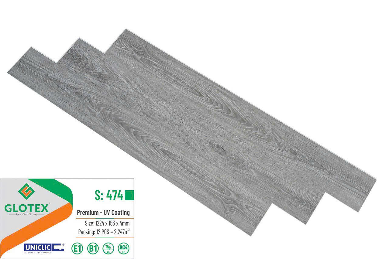 Sàn Nhựa Hèm Khóa Giả Gỗ 4MM Glotex-474