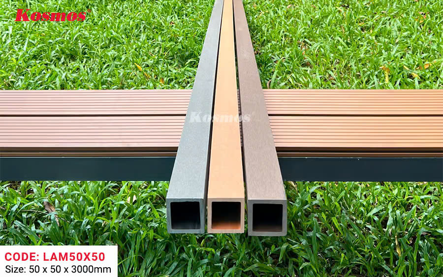 Thanh Lam Gỗ Nhựa Kosmos 50*50mm Grey