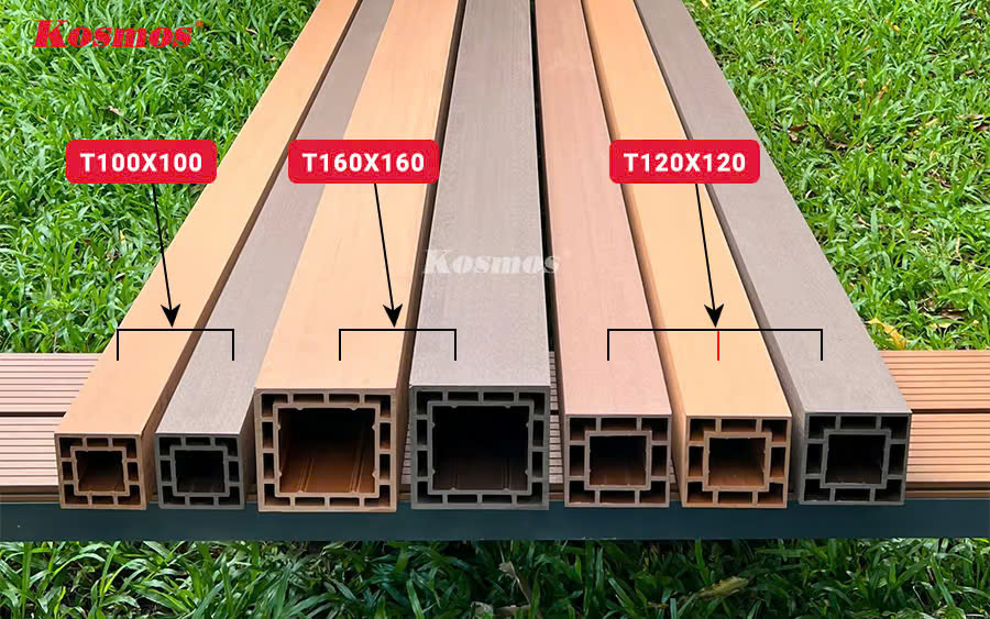 Thanh Lam Trụ Gỗ Nhựa Kosmos 120*120mm Wood