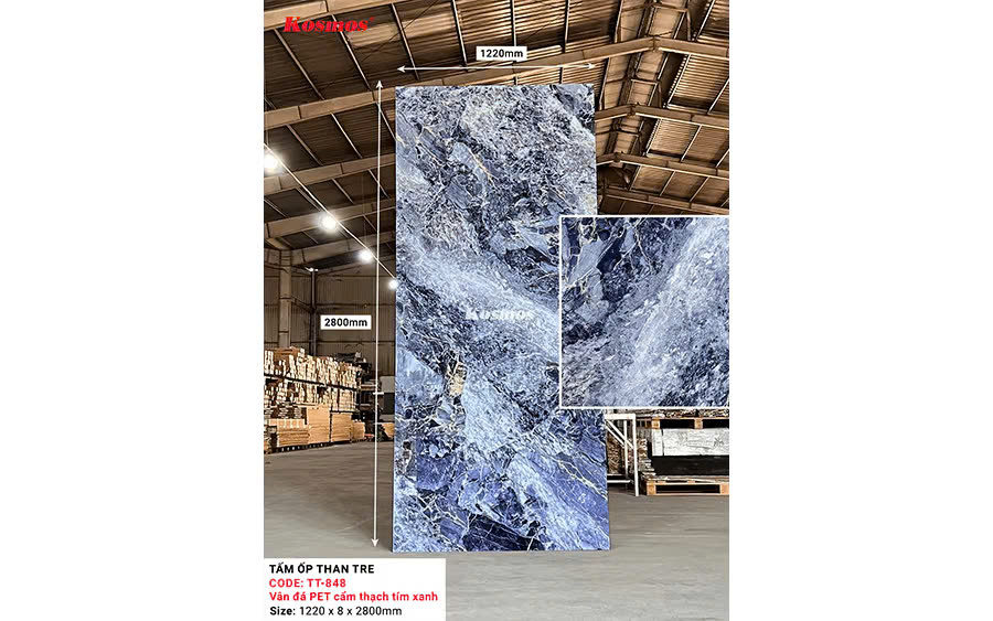 Tấm Than Tre Kosmos Vân Đá Cẩm Thạch Tím TT-848 PET