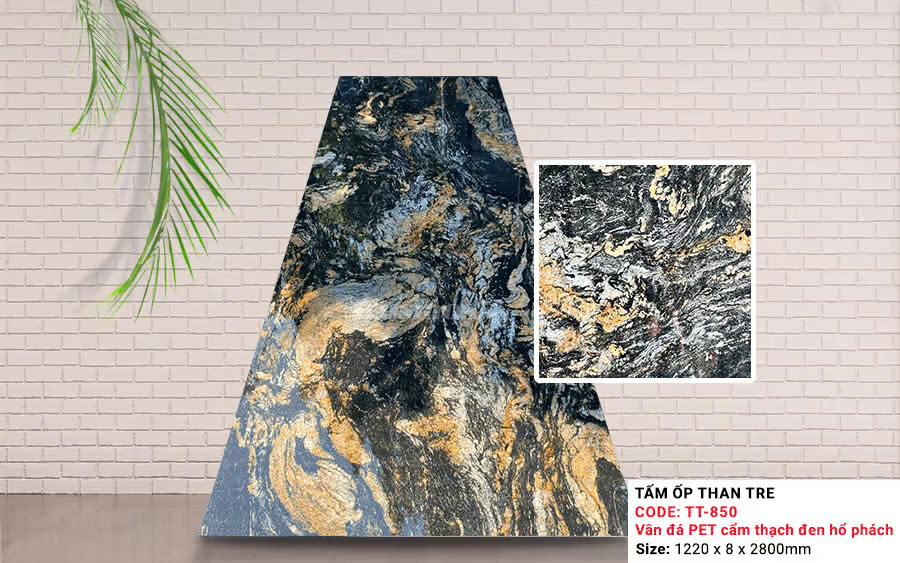Tấm Than Tre Kosmos Vân Đá Cẩm Thạch Đen TT-850 PET