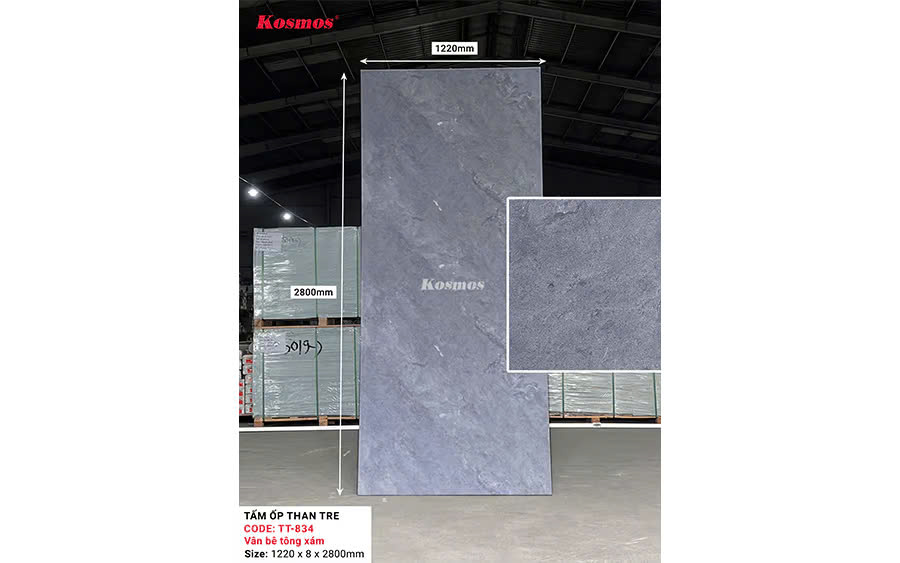 Tấm Ốp Than Tre Kosmos Vân Bê Tông TT-834