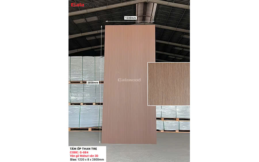 Tấm Ốp Than Tre Kosmos Vân Gỗ Walnut G-884