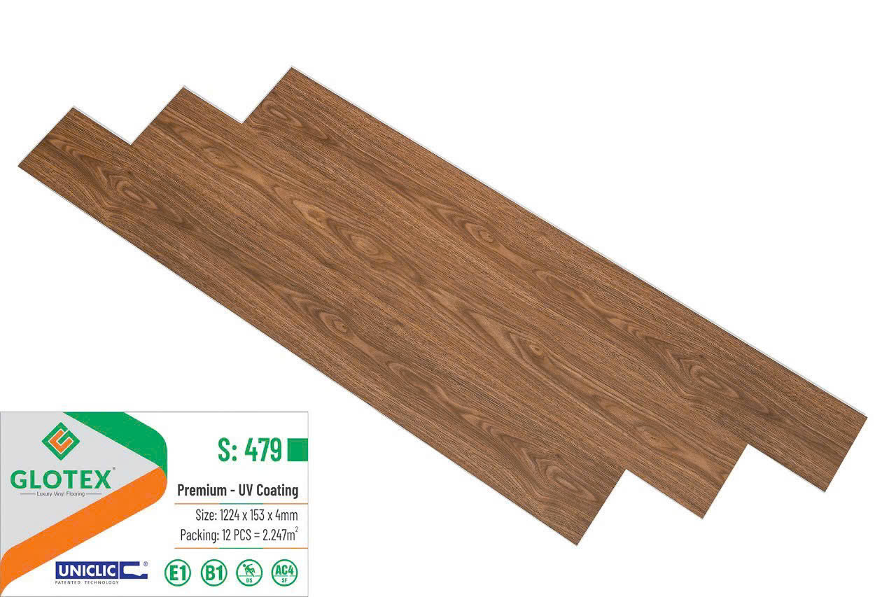 Sàn Nhựa Hèm Khóa Giả Gỗ 4MM Glotex-479