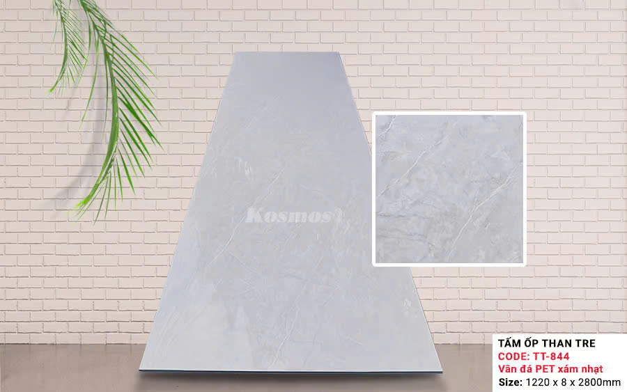 Tấm Ốp Than Tre Kosmos Vân Đá Xám Nhạt TT-844 PET