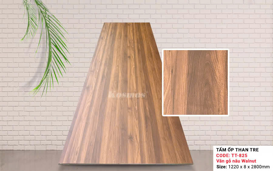 Tấm Ốp Than Tre Kosmos Vân Gỗ Nâu Walnut TT-825