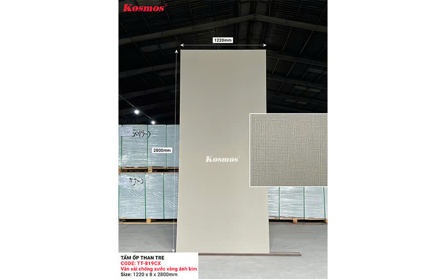 Tấm Ốp Than Tre Kosmos Vân Vải Ánh Kim TT-819