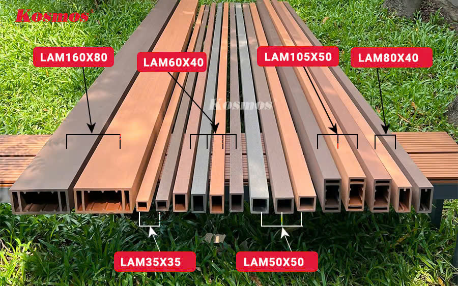 Thanh Lam Gỗ Nhựa Kosmos 60*40mm Grey