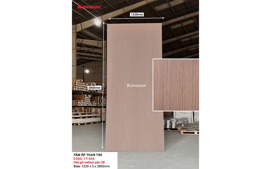 Tấm Ốp Than Tre Kosmos Vân Gỗ Walnut TT-504