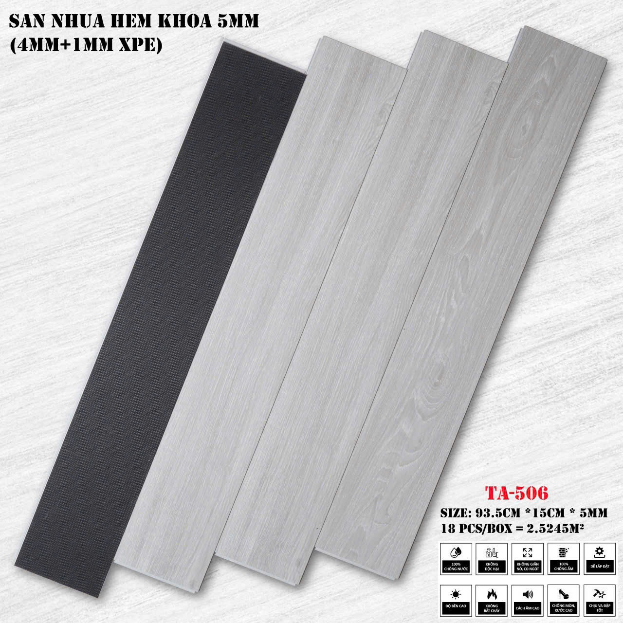 Sàn Nhựa Hèm Khóa Giả Gỗ 4MM+1MM XPE TA-506