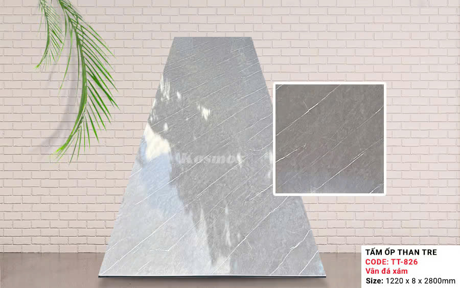 Tấm Ốp Than Tre Kosmos Vân Đá Xám TT-826