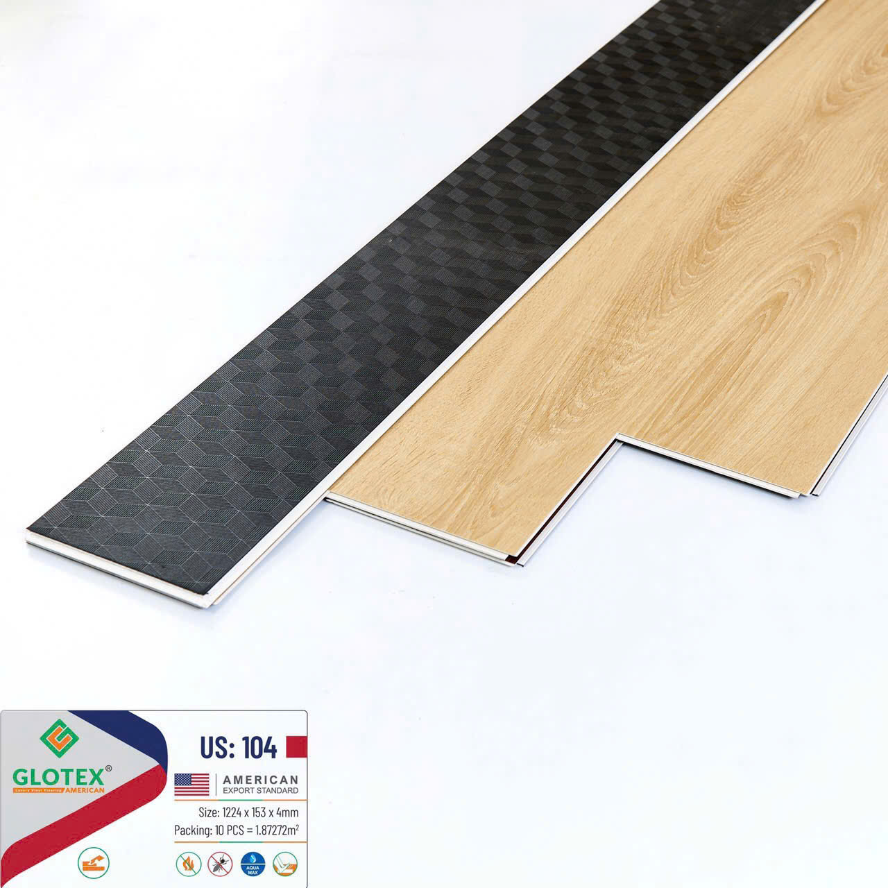 Sàn Nhựa Hèm Khóa 4MM+1MM đế Glotex-104