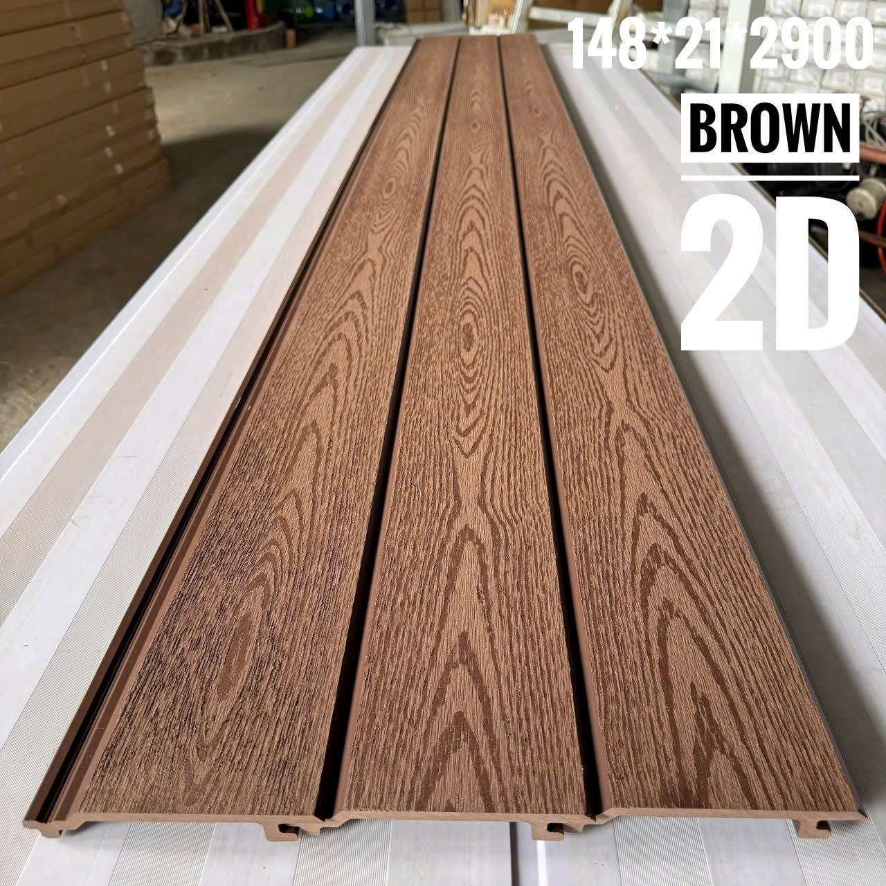 Tấm Ốp Gỗ Nhựa Ngoài Trời 2D HK-02 Brown