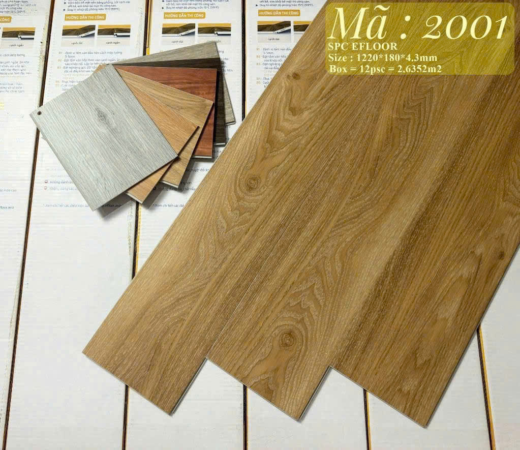Sàn Nhựa Hèm Khóa Giả Gỗ SPC 4MM EFloor-2001