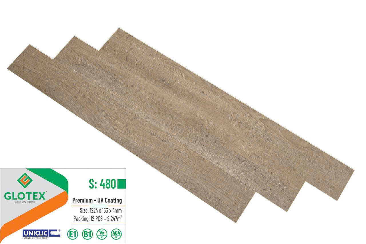 Sàn Nhựa Hèm Khóa Giả Gỗ 4MM Glotex-480